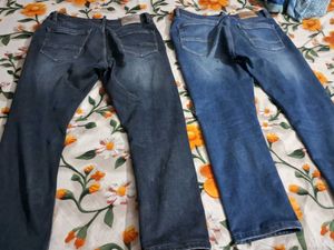 Men's Blue Black Denim Jeans - Set of 2