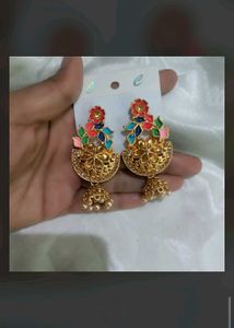 Exquisite Meenakari Jhumka Earrings