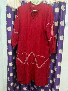 Chic Red Tunic set with Heart Design