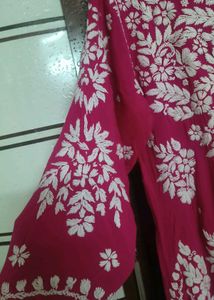 New Vibrant Pink Chikankari Kurta