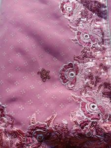 Beautiful Pink Sequinned Saree with Blouse