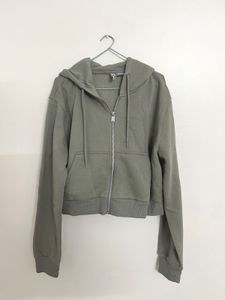 H&M Sage green solid zipper hoodie