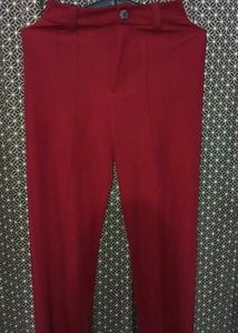 Kotty Maroon High Waist Stretchable Trouser | Wais