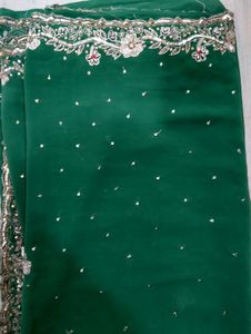Emerald Green Sequined Saree