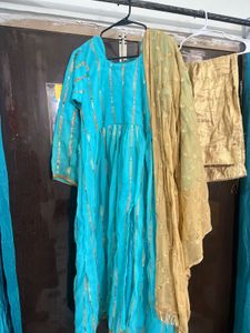 Blue &amp; Gold Indian Suit Set