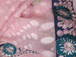 Beautiful Pink Saree with Embellishments