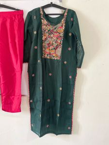 greenmehendi function Kurta Set with Dupatta