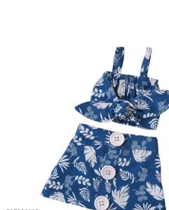 Adorable Blue Floral Print Outfit Set
