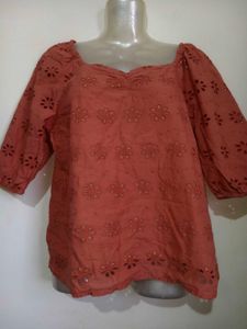 Chic Embroidered Square Neck Top 34"-36"