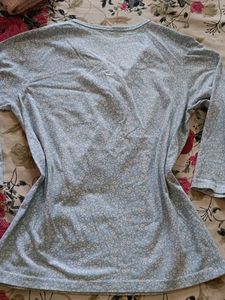 Blue Floral Print 3/4 Sleeve Top