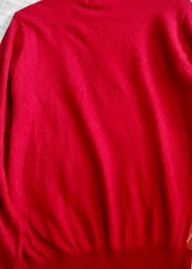 Vibrant Red Argyle Heart Sweater