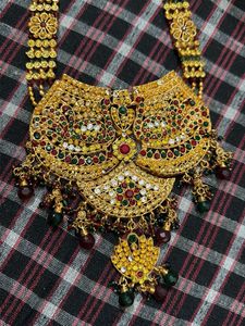 long Gold Necklace with Stones