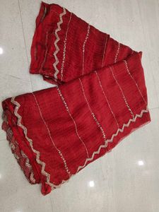 Red Beaded Saree