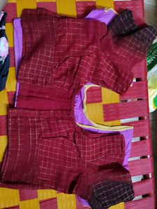 Maroon &amp; Gold Checked Blouse