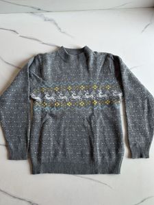 Gray Reindeer Knit Sweater