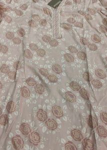 Pink Floral Print Silk fabric Kurta only (No pant)