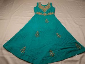Girls Teal Embroidered Kurti