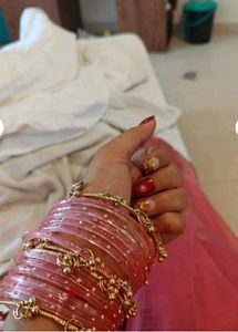 Set of Golden Kashmiri Bangles with Charms