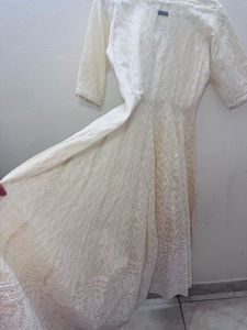 Aacho White Dress With Dupatta