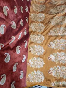 Brown Semi Raw Silk Saree 5.6m