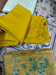 Yellow Embroidered Kurta Set with Floral Dupatta