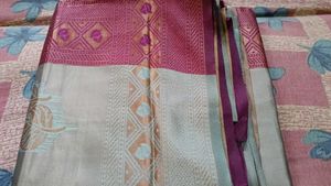 Brand New Grey Silk Saree with Maroon Border