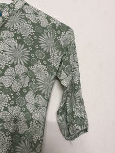 Green Floral Print Kurta