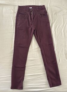 Burgundy High-Waisted Jeans
