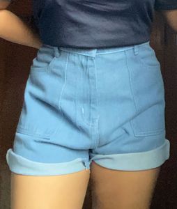 Light Wash Denim Cuffed Shorts