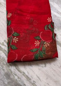 Brown &amp; Red Dress Material