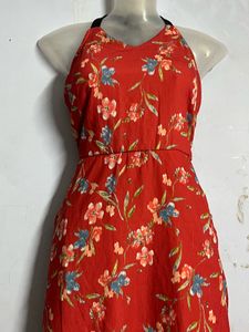 Pintresty Floral Halter Neck Midi Dress