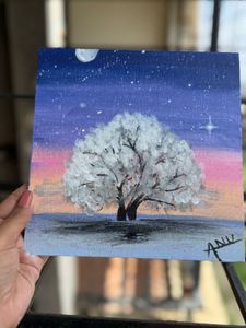 Handmade Acrylic Painting - Winter Tree