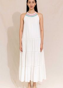 White Tiered Halter Maxi Dress