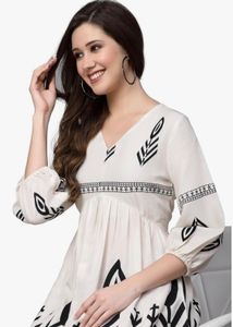 Aesthetic COTTON Boho Print V-Neck Midi Dress
