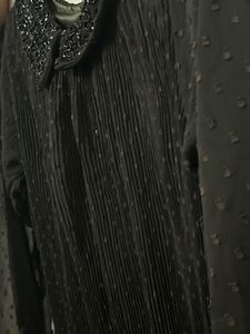 Elegant Black Beaded Collar Dress
