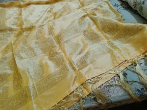Elegant Yellow Brocade Dupatta