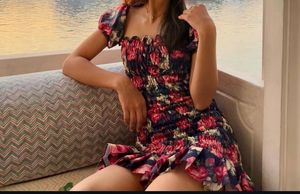 Smocked Floral Mini Dress