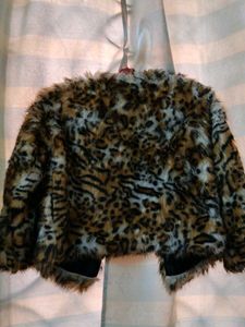 Kids Faux Fur Leopard Print Jacket