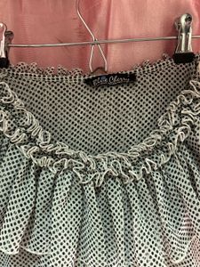 Sheer Polka Dot Ruffle Top