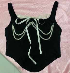 Chic Black Corset Style Top