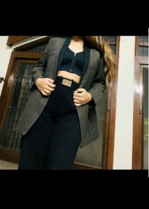 Vintage Oversized Blazer & High-Waist Pants Set