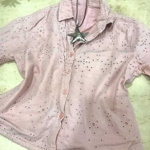 pinteresty crop Button-Up Shirt