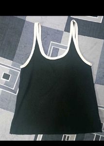 Black Tank Top with White Trim