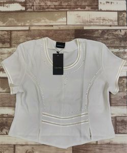 Elegant White Blouse with Intricate Detailing - XL
