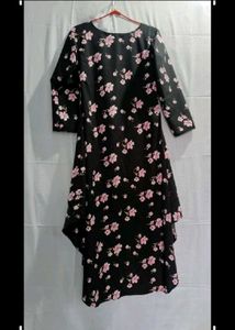 Chic Floral Print High-Low Kurta