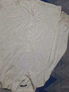 Men's White Textured Long Sleeve Shirt