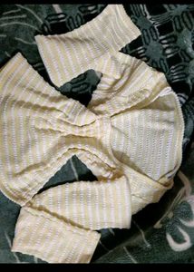 Yellow Striped Long Sleeve Crop Top