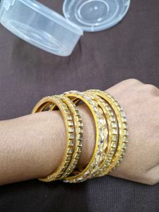 Beautiful Golden Bangles with Heart Detailing- new