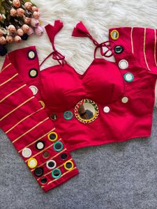 Yellow Mirror Work Blouse