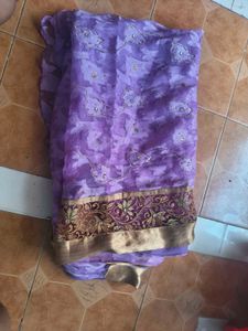 Purple Saree with Embellishments blauz